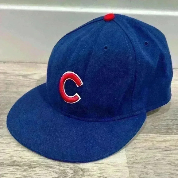 MLB Chicago Cubs New Era 59FIFTY Cool Base Fitted Game Hat Cap Blue Size 7 3/8” - Picture 10 of 10
